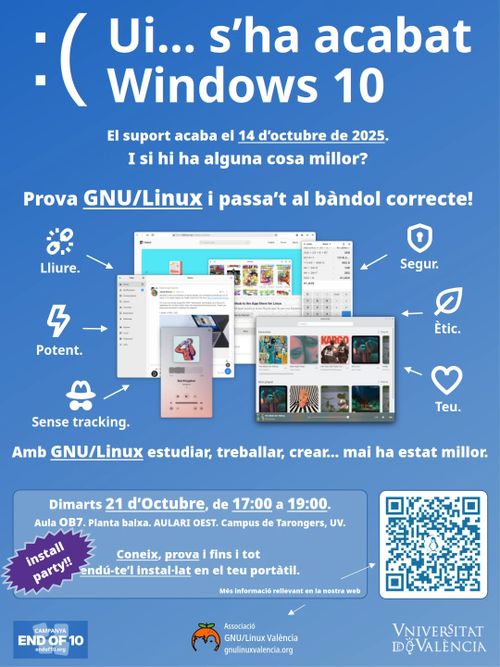 ¡Conoce, prueba e instala GNU/Linux! Install Party (Campaña #EndOf10)