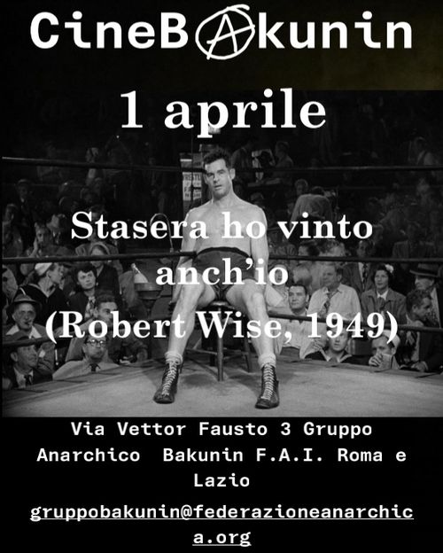Mercoledì 1aprile "Stasera ho vinto anch'io" al Cineforum Bakunin