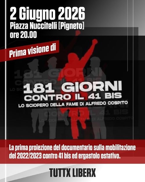 Prima visione di "181 giorni contro il 41bis"