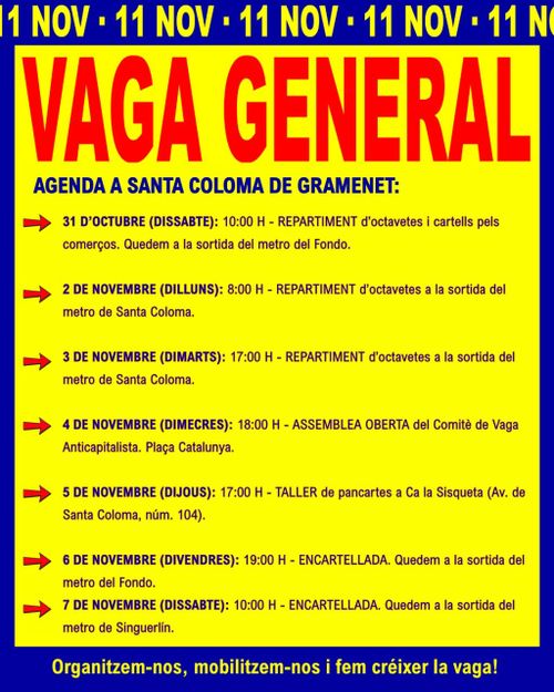 cartell en el format de la vaga 11n en groc, blau i vermell