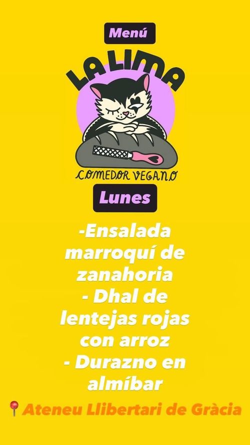 LA LIMA, comedor vegano🌱 menu dilluns