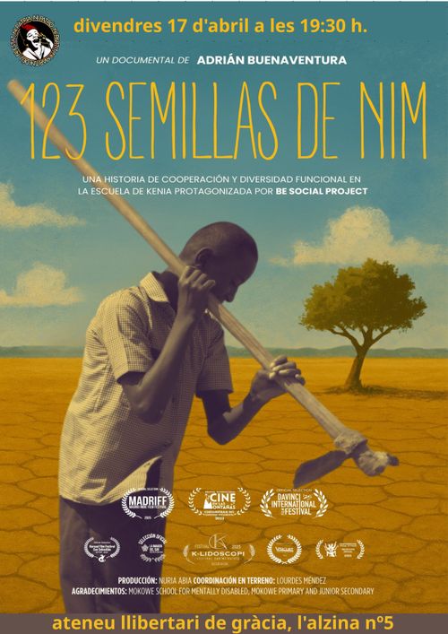 Projecció del documental "123 SEMILLAS DE NIM" (2025) dir.Adrián Buenaventura + Xerrada / Col·loqui amb Be Social Project.