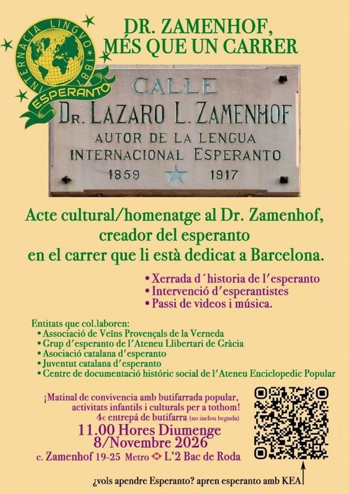 acte cultural / homenatge al dr.Zamenhof creador de l'esperanto