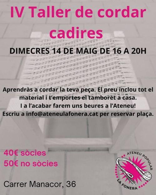 IV Taller de cordar cadires