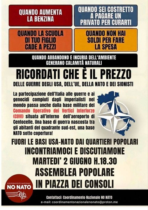 Fuori le basi Usa-Nato dai quartieri popolari 
