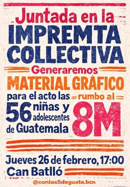 Juntada en la impremta col·lectiva por las 56 niñas de Guatemala