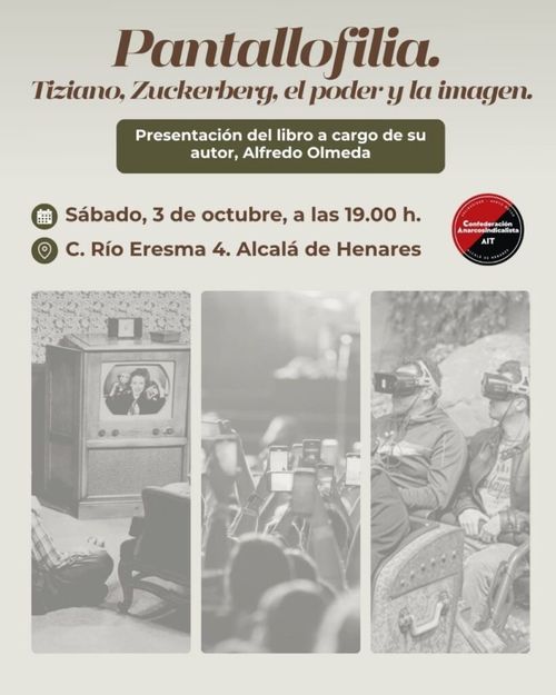 Presentación del libro «Pantallofilia. Tiziano, Zuckerberg, el poder y la imagen», en Alcalá de Henares 