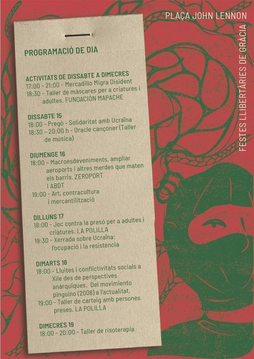 💥🪇 FESTES LLIBERTÀRIES DE GRÀCIA 2026 | PROGRAMACIÓ DE DIA🪇💥
