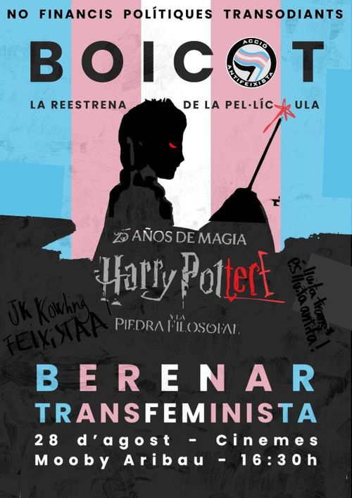 No financis polítiques transodiants.
Boicot la reestrena dela pel·lícula.
Berenar transfeminista. 28 d'agost cinemes mooby aribau - 16:30h