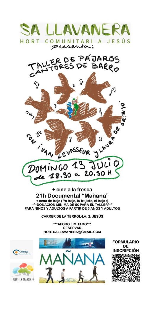 Taller de pájaros cantores de barro + cine 'a la fresca'