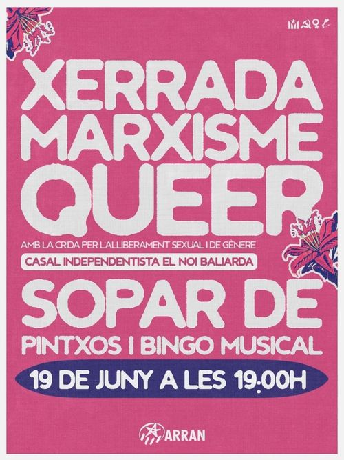 El 19J Xerrada sobre Marxisme Queer de la mà de la Crida per l’Alliberament Sexual i de Gènere al Casal