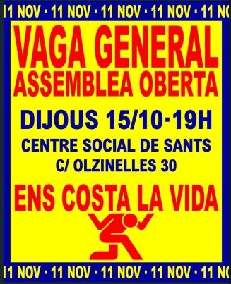 Assemblea oberta per la vaga general a Sants