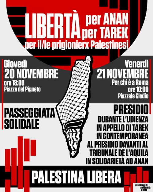 Libertà per Anan e Tarek e per tuttx prigionierx palestinesi