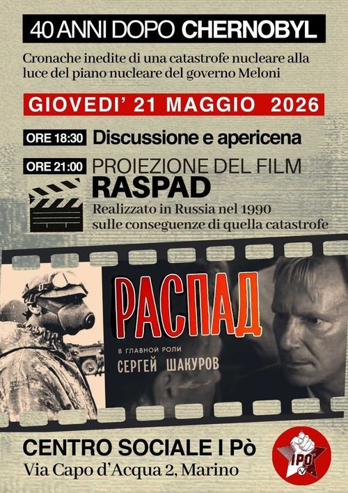 40 anni dopo Chernobyl. Discussione, aperitivo e proiezione film Raspdan