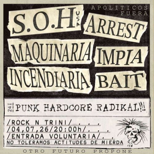 Concert punk: SOH, Arrest, Maquinaria Incendiaria, Impía, Bait